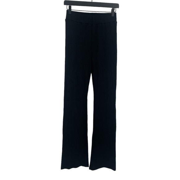 JLuxLabel Womens Black High Waist Flared Ribbed Pull On Stretch Pants Sz Small S - Picture 1 of 5
